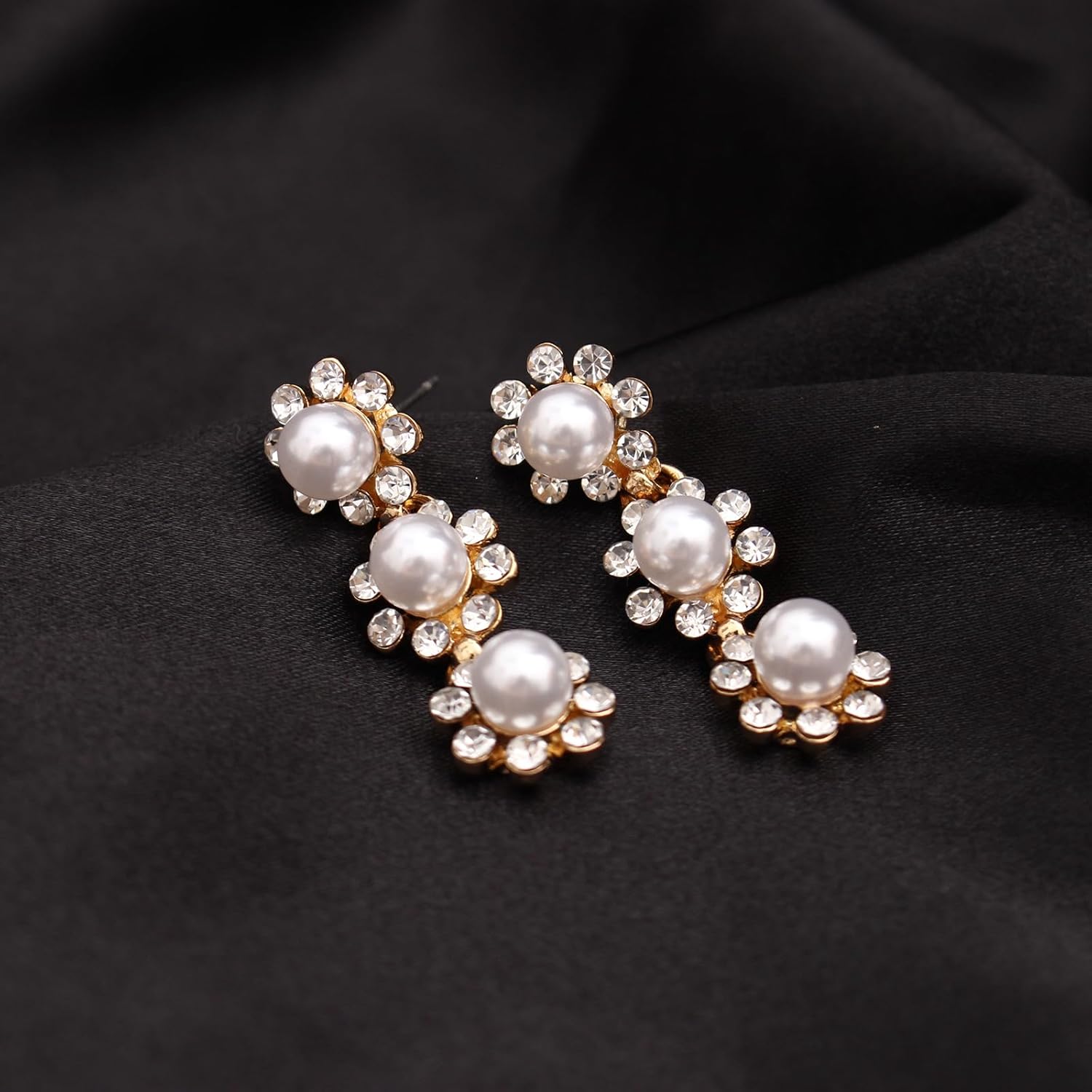 Wedding Stunning Crystal Pearl Choker Necklace Bracelet Dangle Earrings Bridal Bridesmaid Prom Jewelry Sets for Women Costume Accessories - Image 6