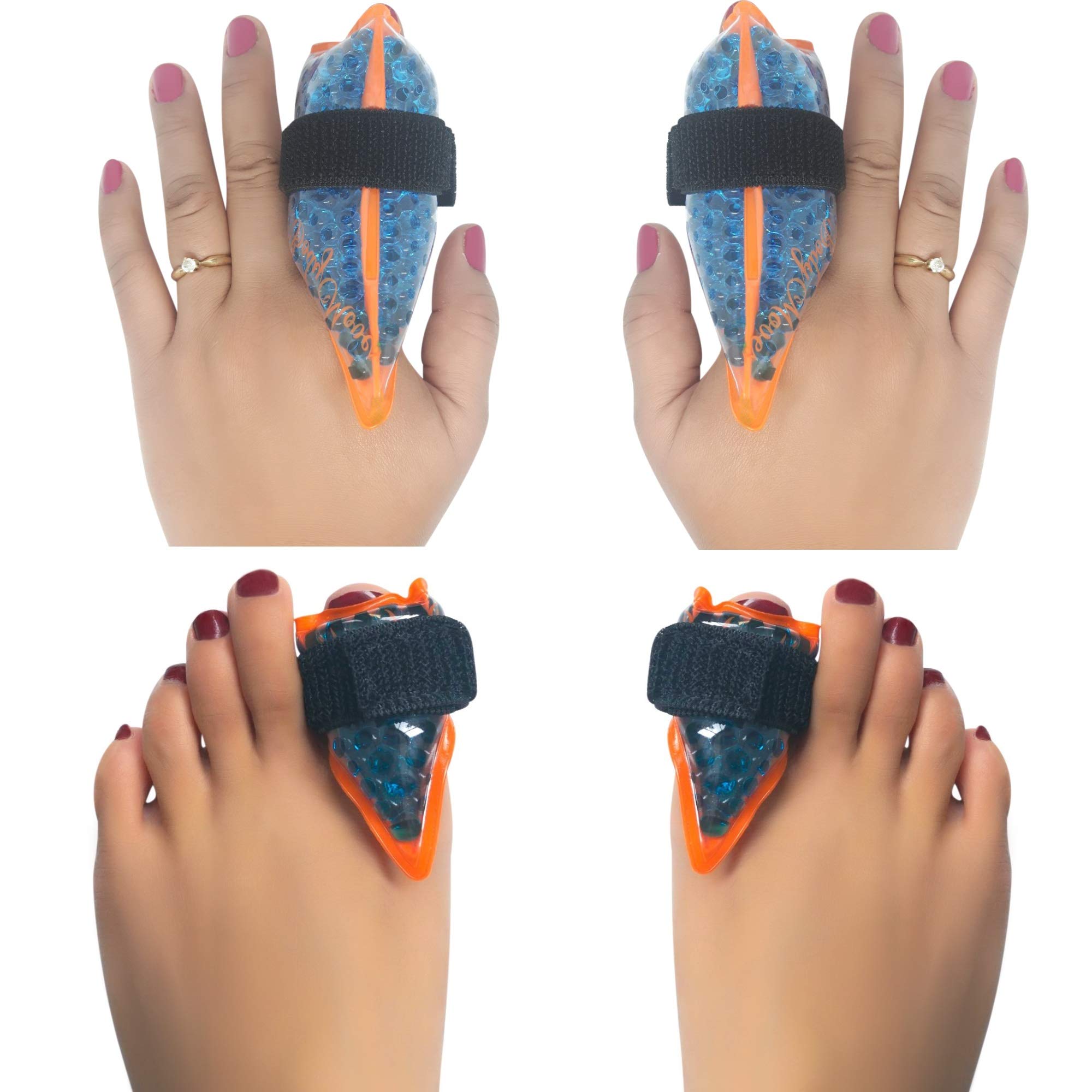 BodyMoves Finger and Toe Gel Pack -Reusable hot and Cold Therapy (4 pcs Mix, Finger/Toe Gel Pack)