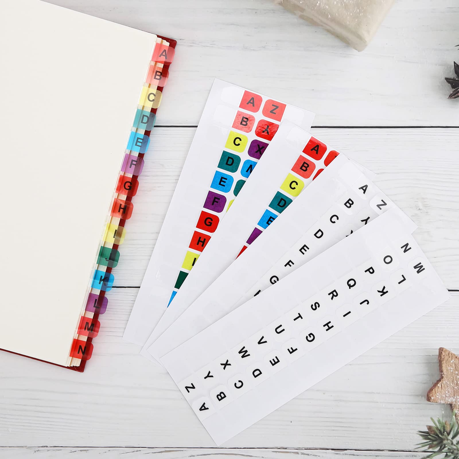 260 stuks index tabs, zelfklevende tabs, A-Z, 26 witte