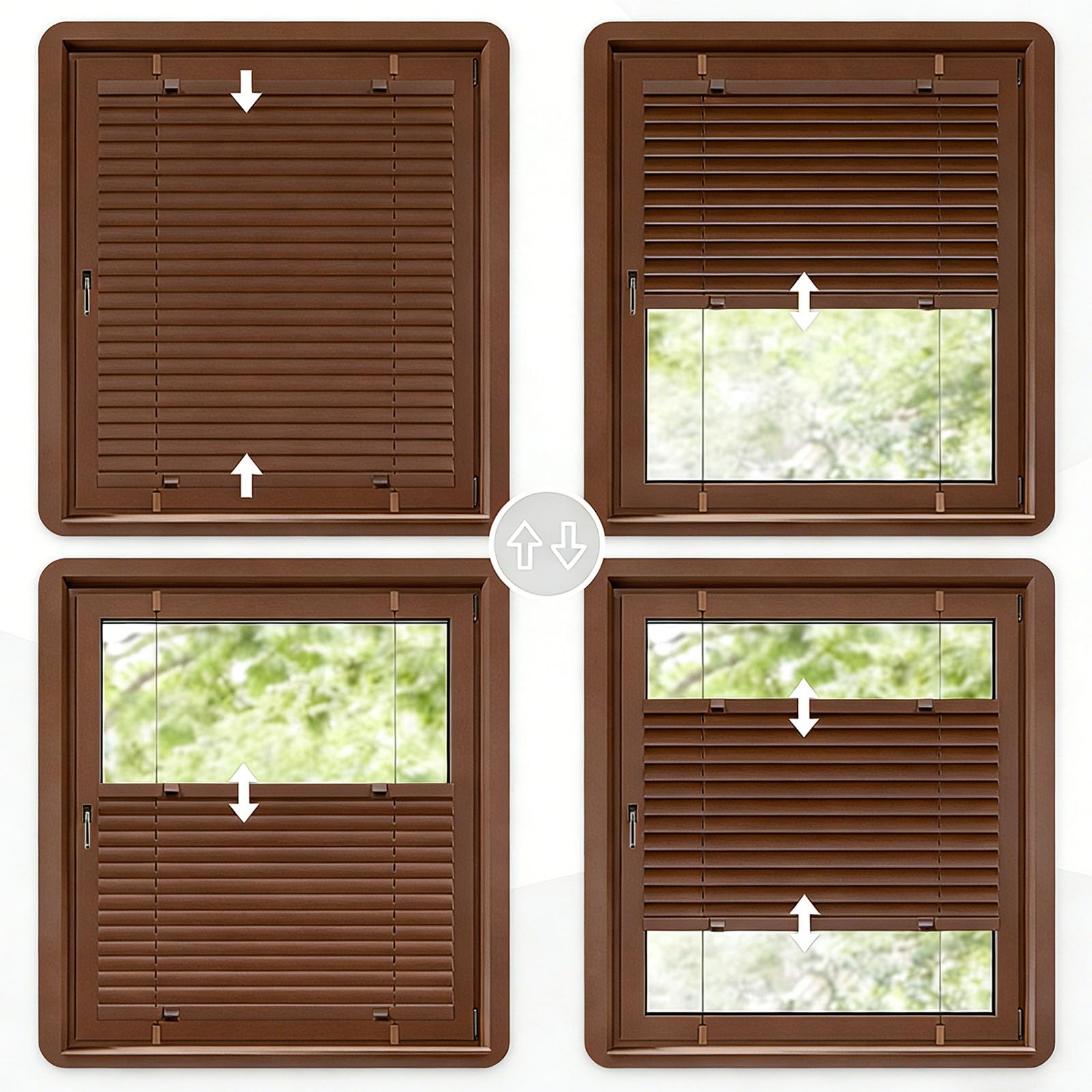 Store Plissé sans Percer, sur Mesure 100 x 190 cm Facile à Installer Protection Vie Privée Rideaux Plissés en Non-Tissé Store Plissé avec Perçage pour Fenêtres Portes, ‎Marron