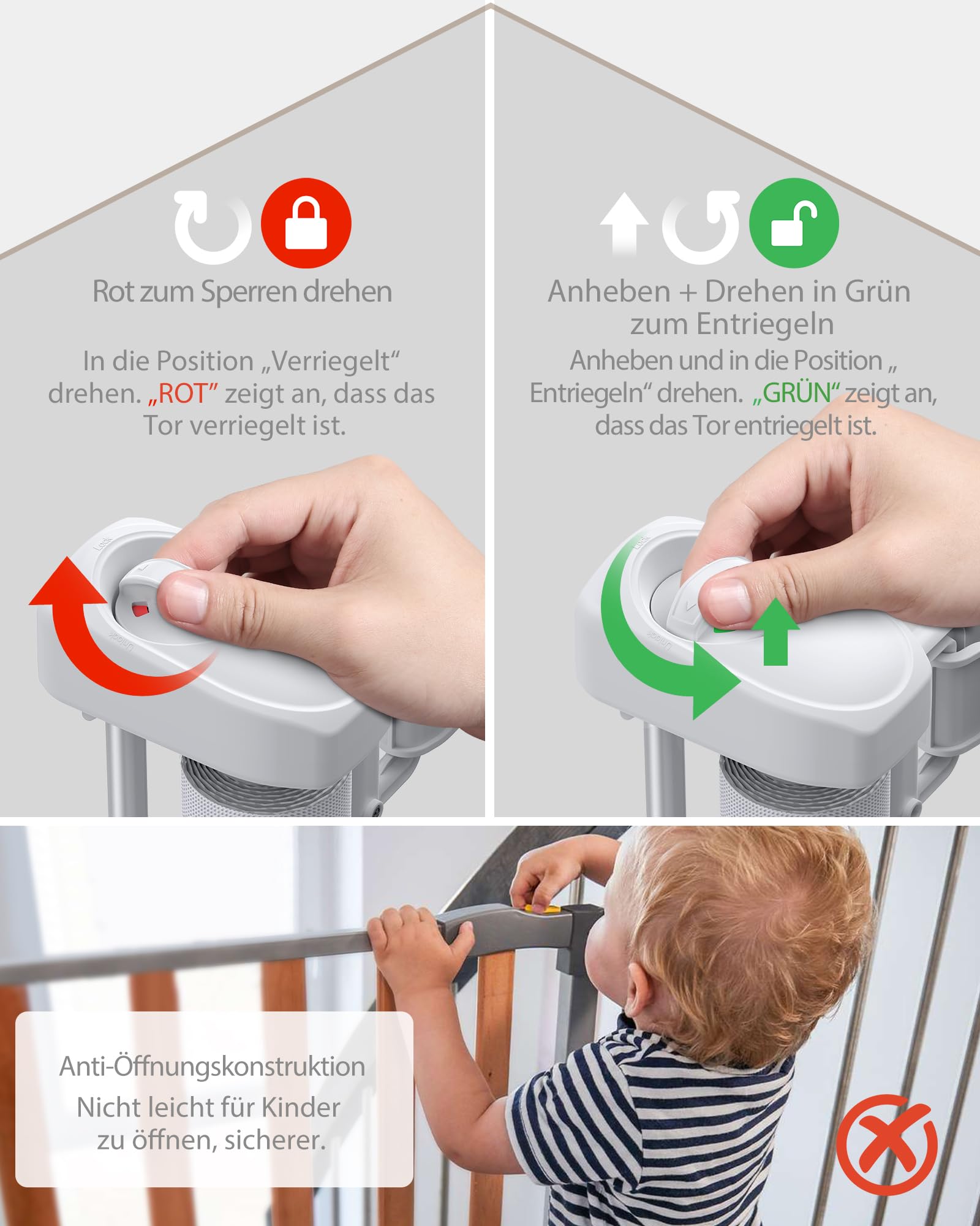 HOMGEN Treppenschutzgitter Türschutzgitter Kindergitter – Ausziehbar 0-300CM, Schutzgitter für Hunde Kinder, Einhandbedienung, Verstellbare Breite, Glasfaserverstärkt, Für Treppen, Türen- Weiß