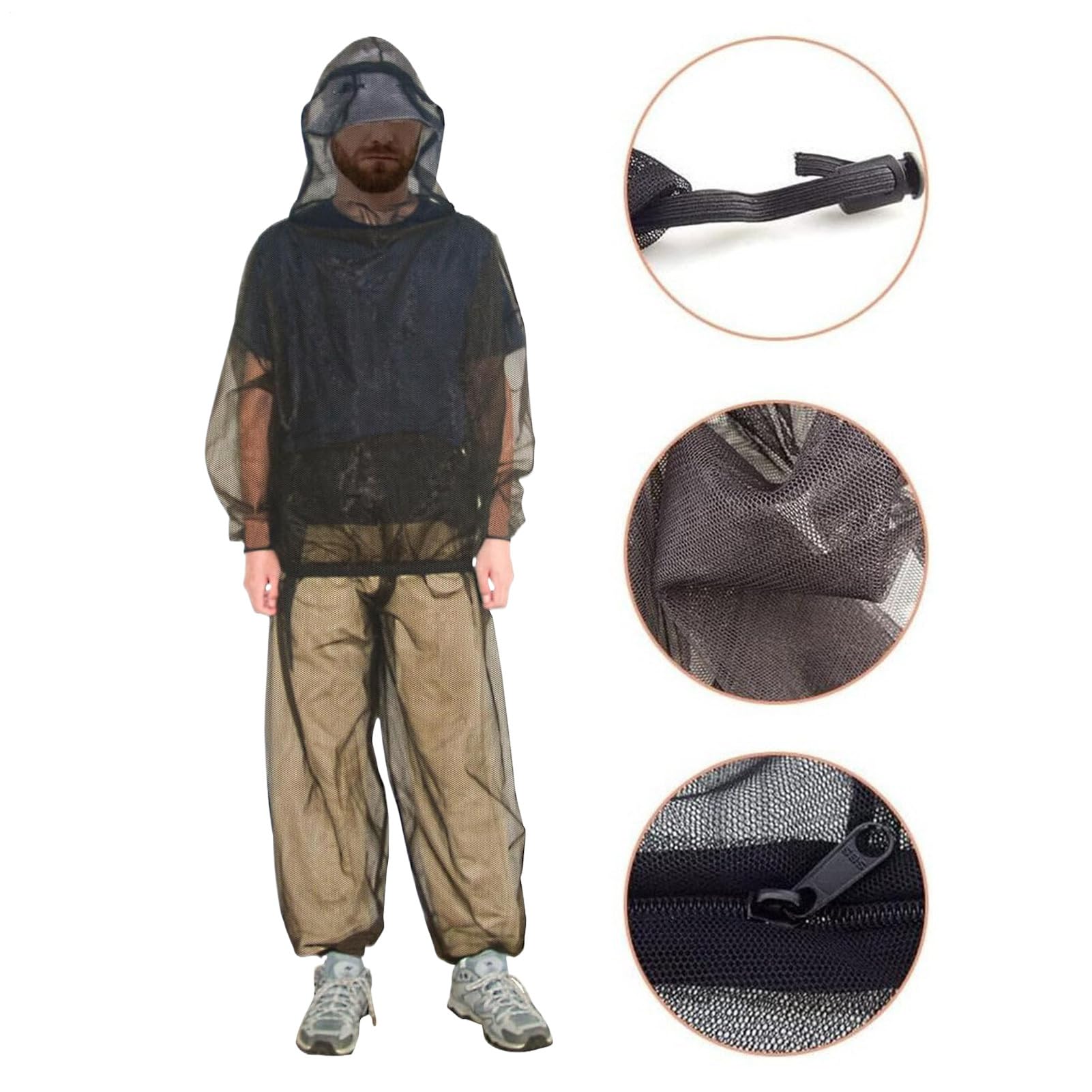 Generico Tuta Rete Anti-Zanzare,Tuta in Maglia Anti-Insetti con Cappuccio | Indumento in Mesh con Zaino da Viaggio per Escursionismo Arrampicata Attività All'aperto