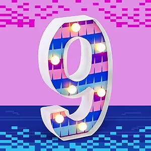 Birthday Decorations LED Light Up Number Centerpieces Table Decorations for Party Supplies Backdrop Wall Decor for Birthday Party Decorations (Video Game Theme, Number 9)