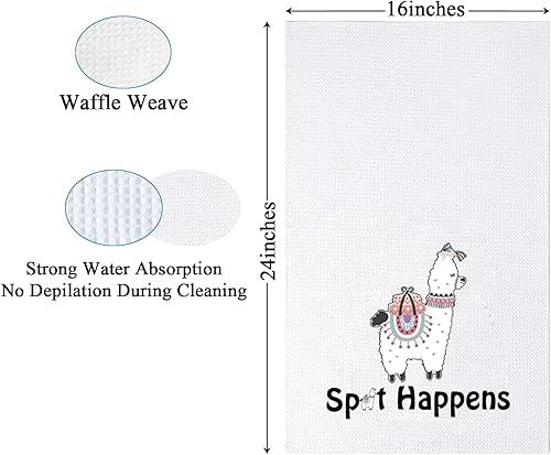 Miniatura 3 de PXTIDY Divertida toalla de cocina con llama Spit Happens, paño de plato de llama, regalo de inauguración de la casa, toalla temática de alpaca,
