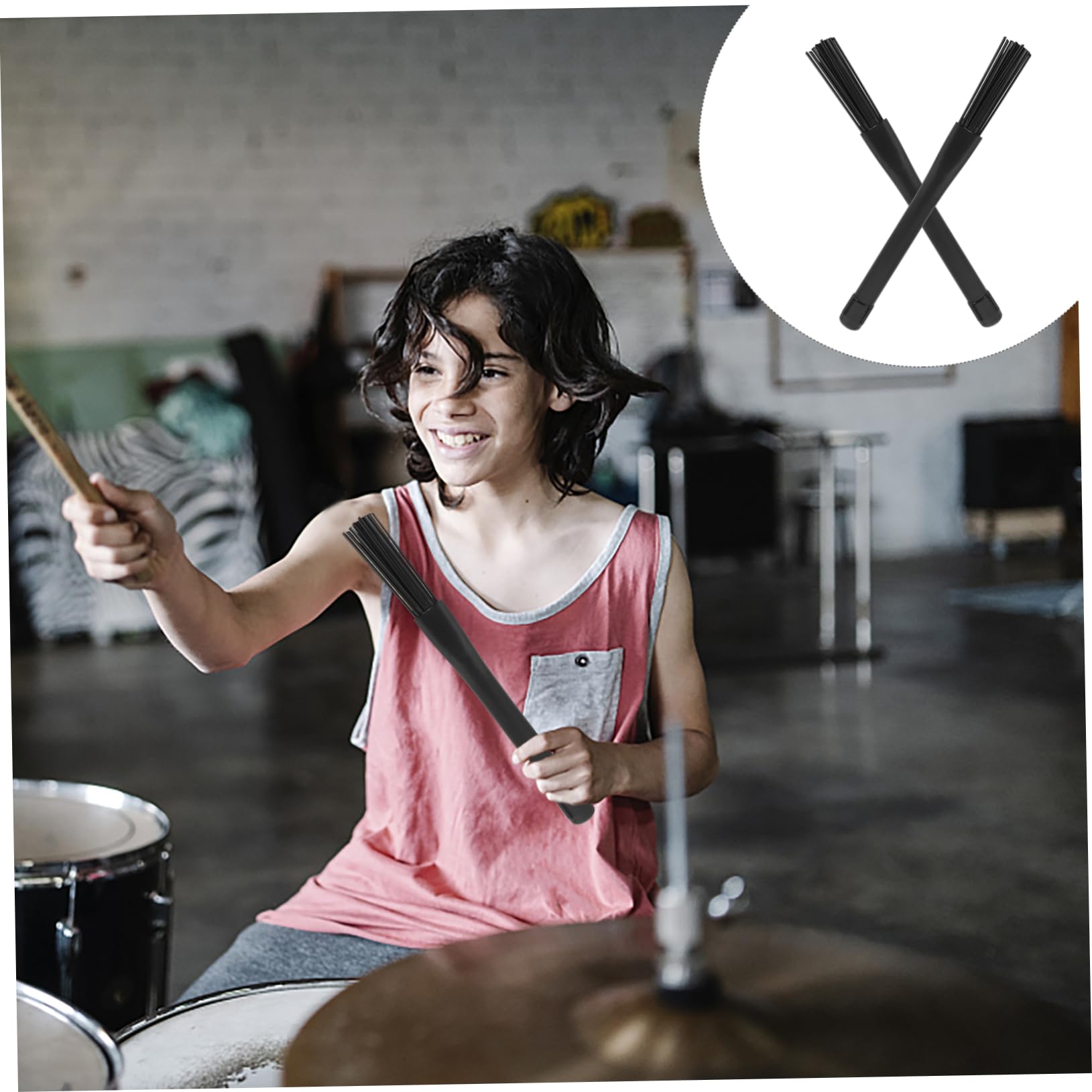 COSMEVIVI Drum Brushes Set Anti-slip Handle Nylon Brushes for Jazz Drums Drum Accessory for