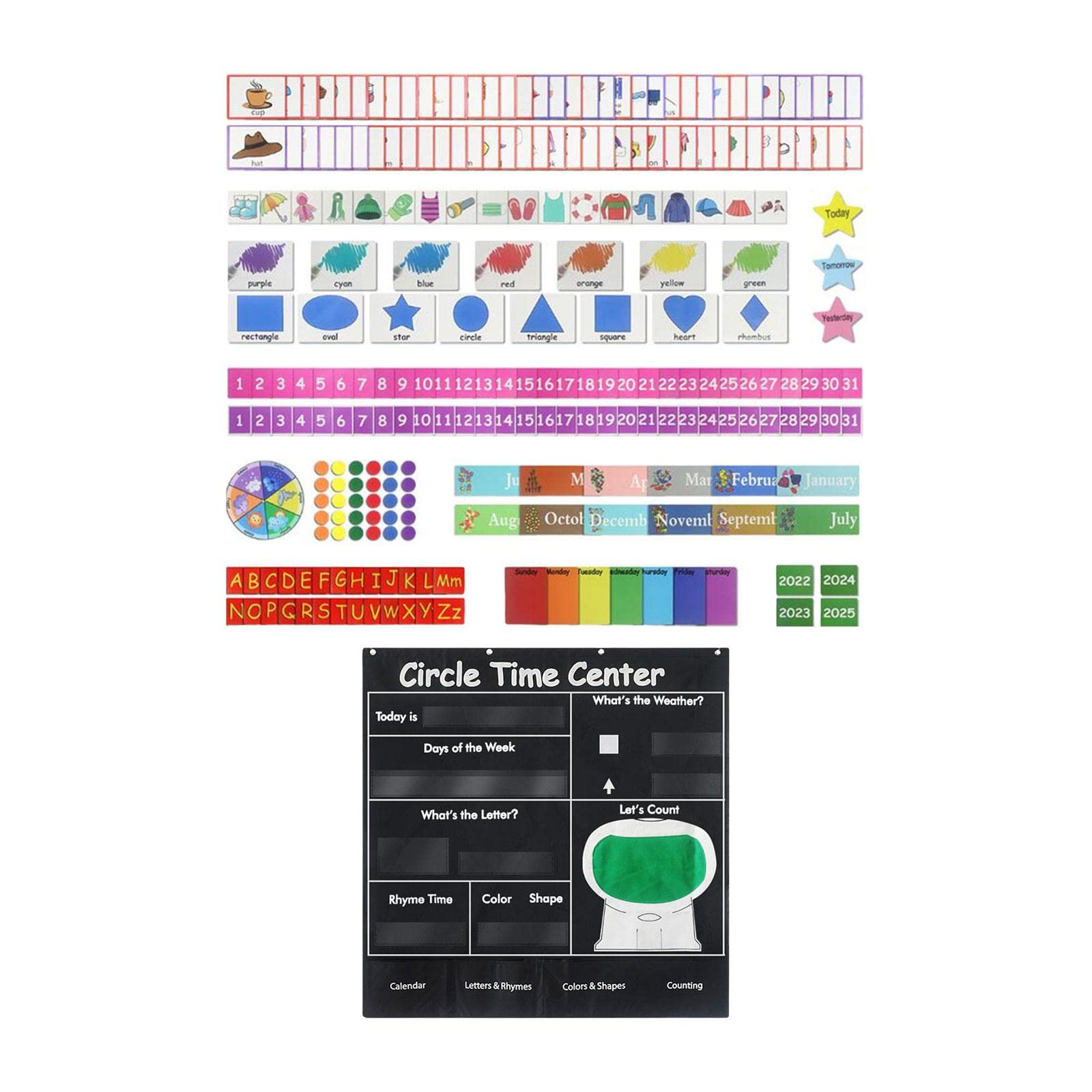 Circle Time Learning Center Tabella Tascabile Colore Forme Conteggio per Forniture Didattiche Asilo Nido Insegnanti Homeschool Bam