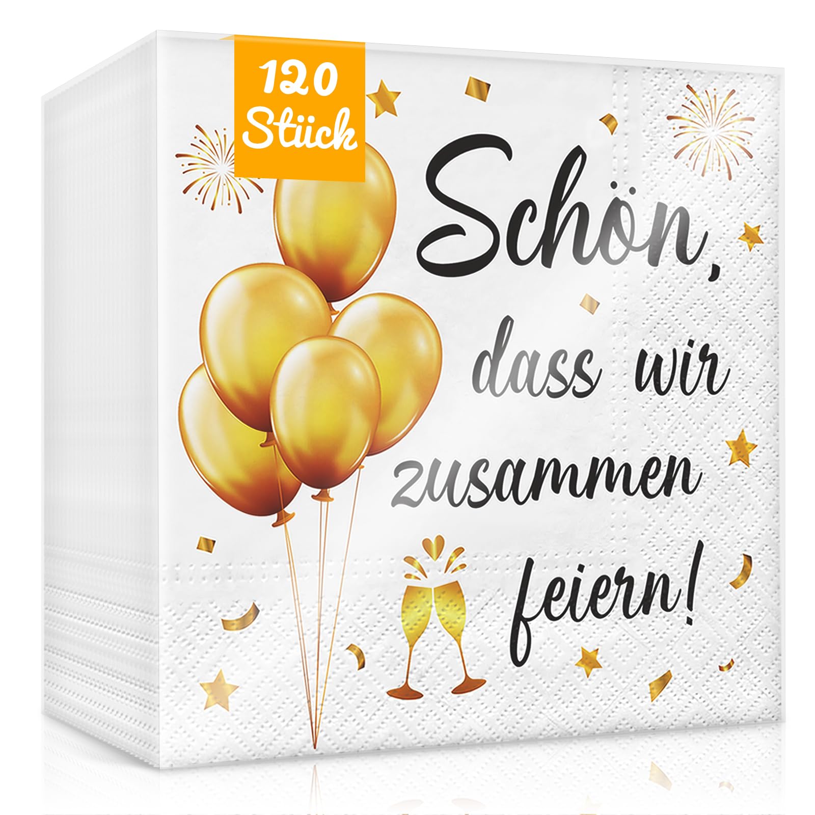WenmthG 120 Stück Servietten Geburtstag Schön, dass wir zusammen feiern 33 x 33 cm - 120 Servietten 3-Lagige weich - Servietten Weihancten, Geburtstag, Hochzeit, Einschulung, Schulanfang