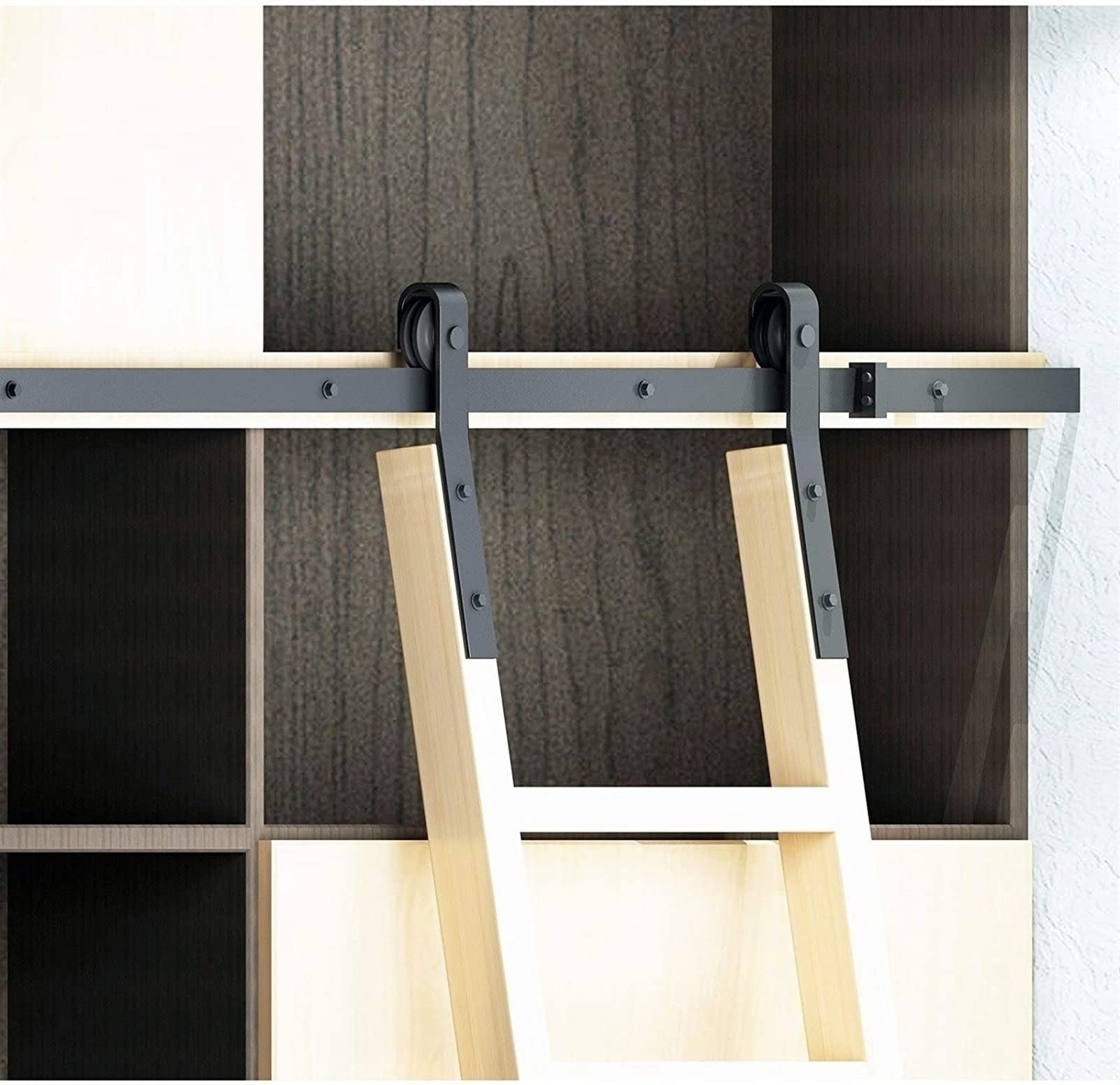 Kit di Ferramenta Scala della Libreria Rotolamento - Set Ferramenta di Binario Porta Scorrevole, Accessori per Binari di Guida per Scale Mobili, Scorrevoli in Modo Fluido E Silenzioso