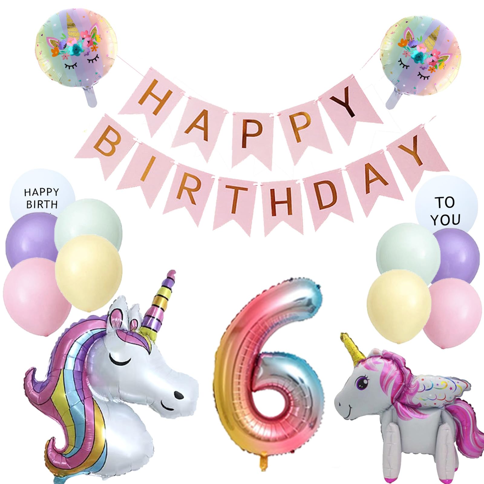Amazon | ユニコーン 誕生日 バルーン 風船 6歳 女の子 誕生日