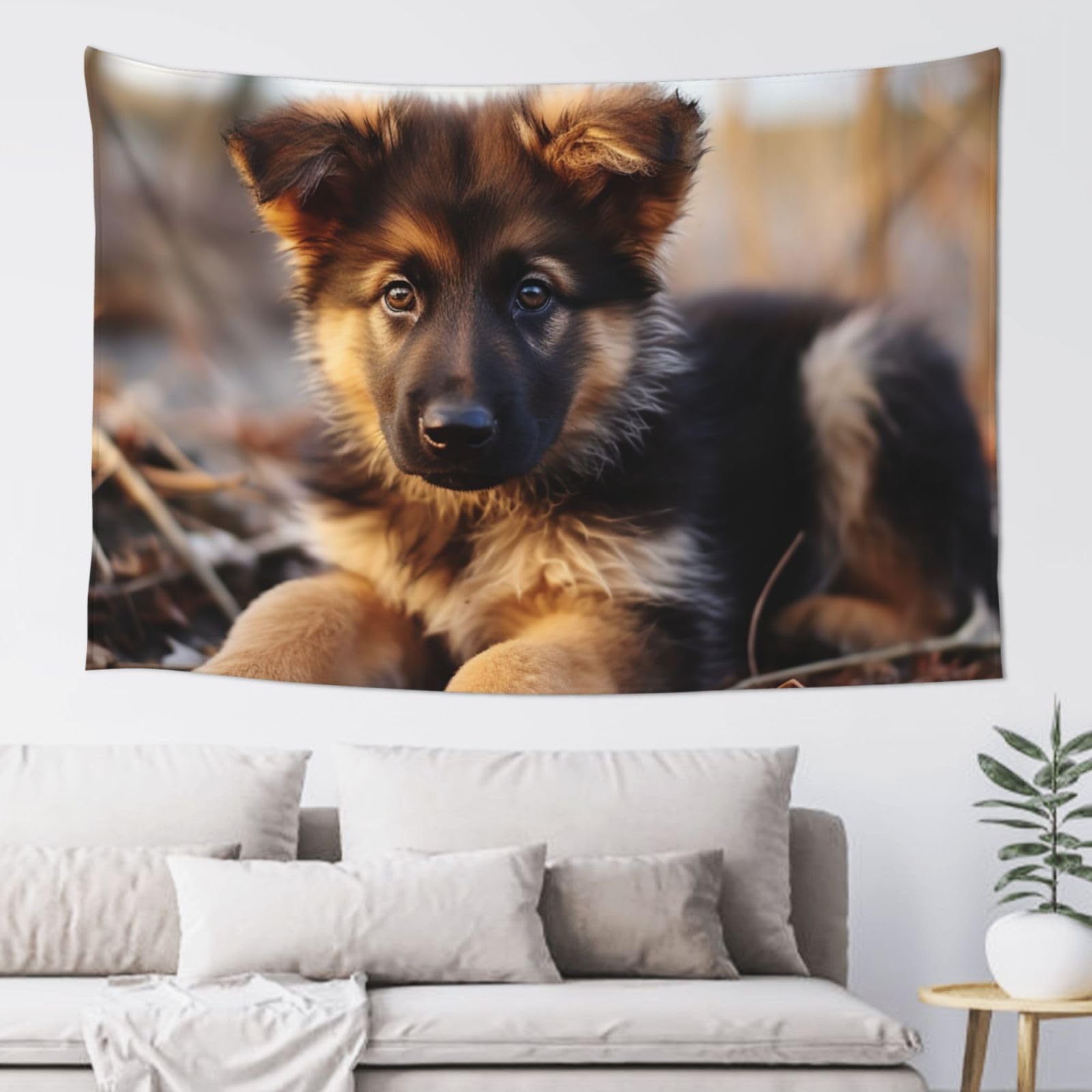 FodPand German Shepherd Puppy Tapestry for Bedroom Aesthetic, Wall Hanging Tapestries Art Decor Backdrop Wall Tapestry for Dorm Living Room Funny Poster Party Banner Background 40" X 60"
