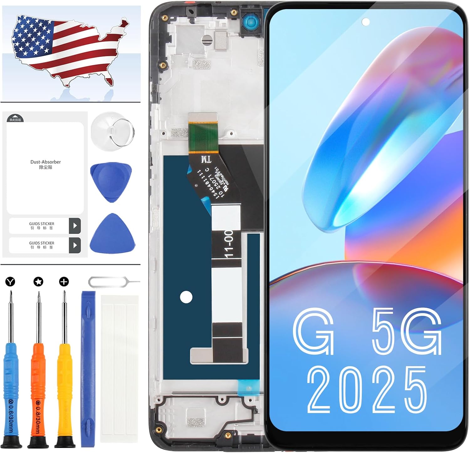 Screen Replacement for Motorola G 5G 2025 Display,6.7" for Motorola Moto G 5G 2025 LCD Screen Display Touch Digitizer Full Assembly XT2513V XT2513-1 XT2513-2 LCD Repair Kit with Frame +Tools