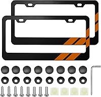 Vista 12 de YOSRTER 2 marcos de matrícula de aluminio para accesorios Dodge, marco de cubierta de matrícula, cubierta de matrícula mate, decoración delantera