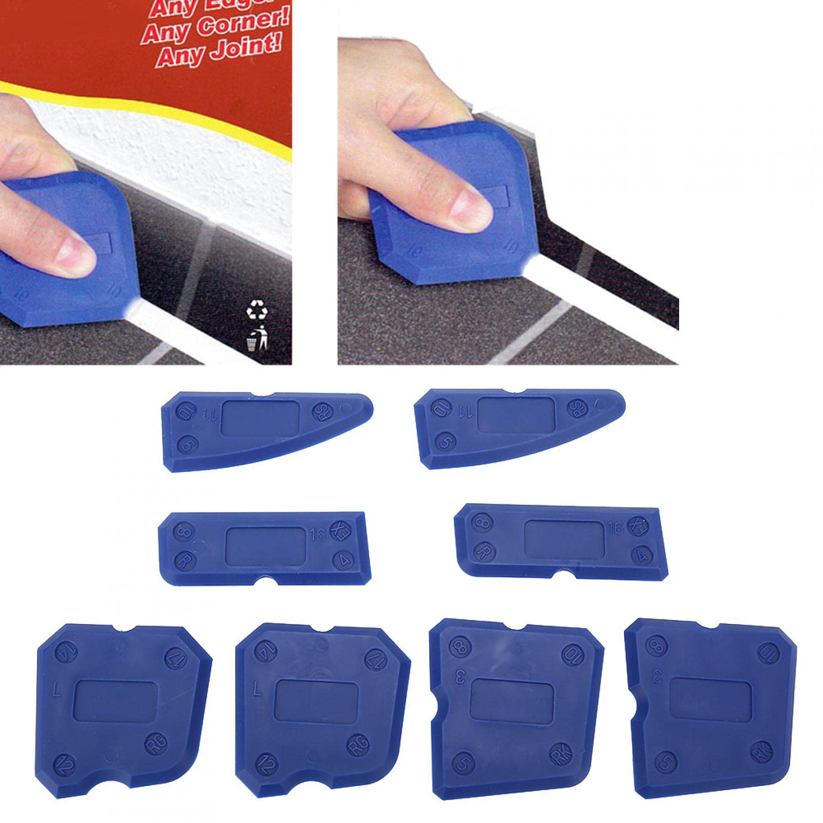 Kadimendium Sealant Scraper Glass Caulk Scraper Grout Caulking Tool Silicone Trowel Grout Caulking Remover Hand Caulk Finishing Spatulas Tools Kit 8PCS Industrial Tools