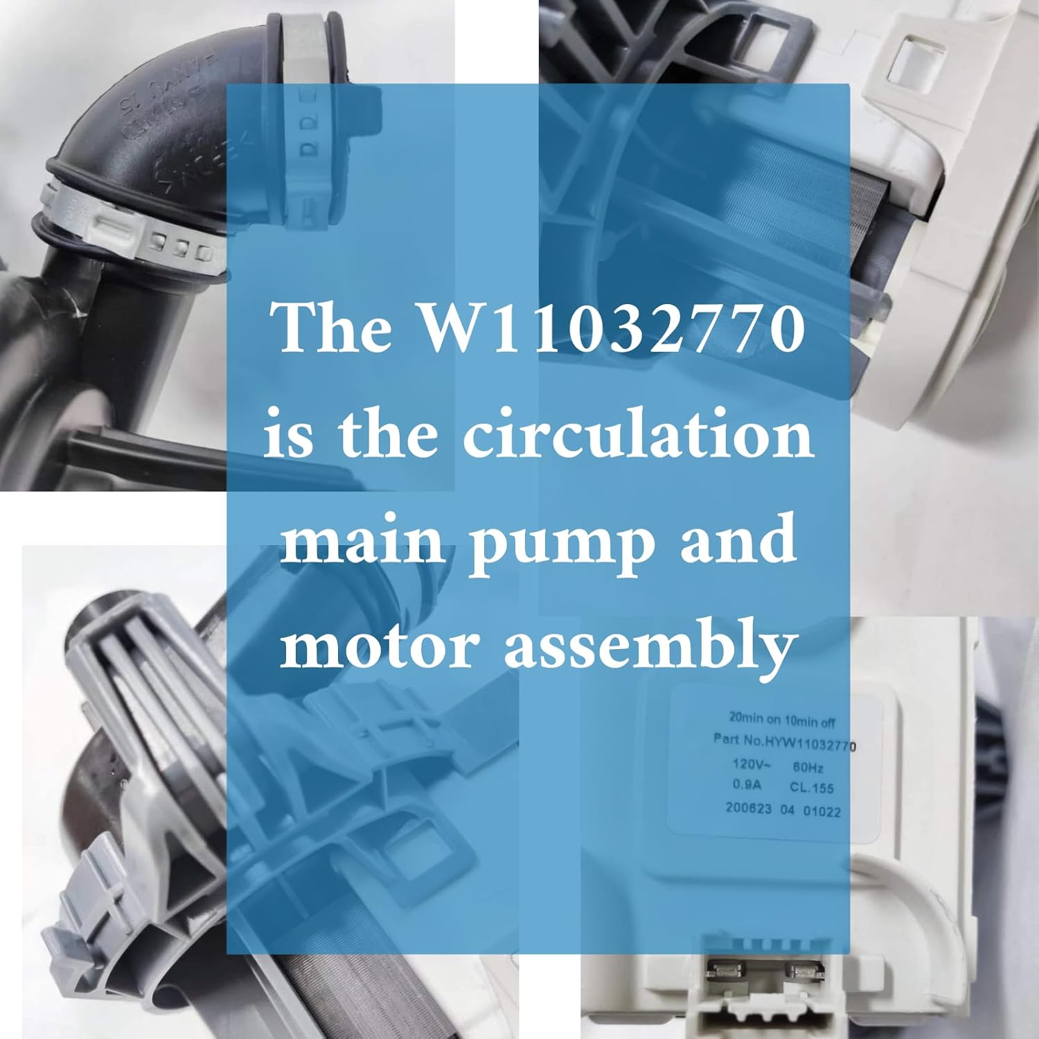 W10529163 W11032770 Dishwasher Circulation Pump Motor Dishwasher Drain Pump Compatible with W10885542 WDF760SADM,AP6039091,W10864037,MDB8959SFZ