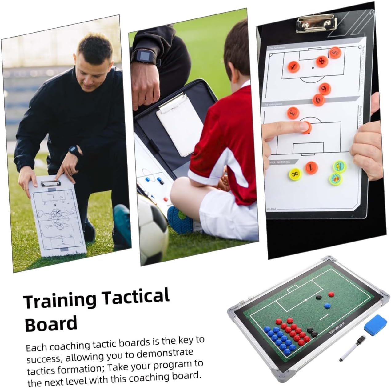 UPKOCH Soccer Coaching Board Football Strategy Aluminum Alloy Dry Erase Writing Board Portable Training Clipboard for Coaches Football Match Planning