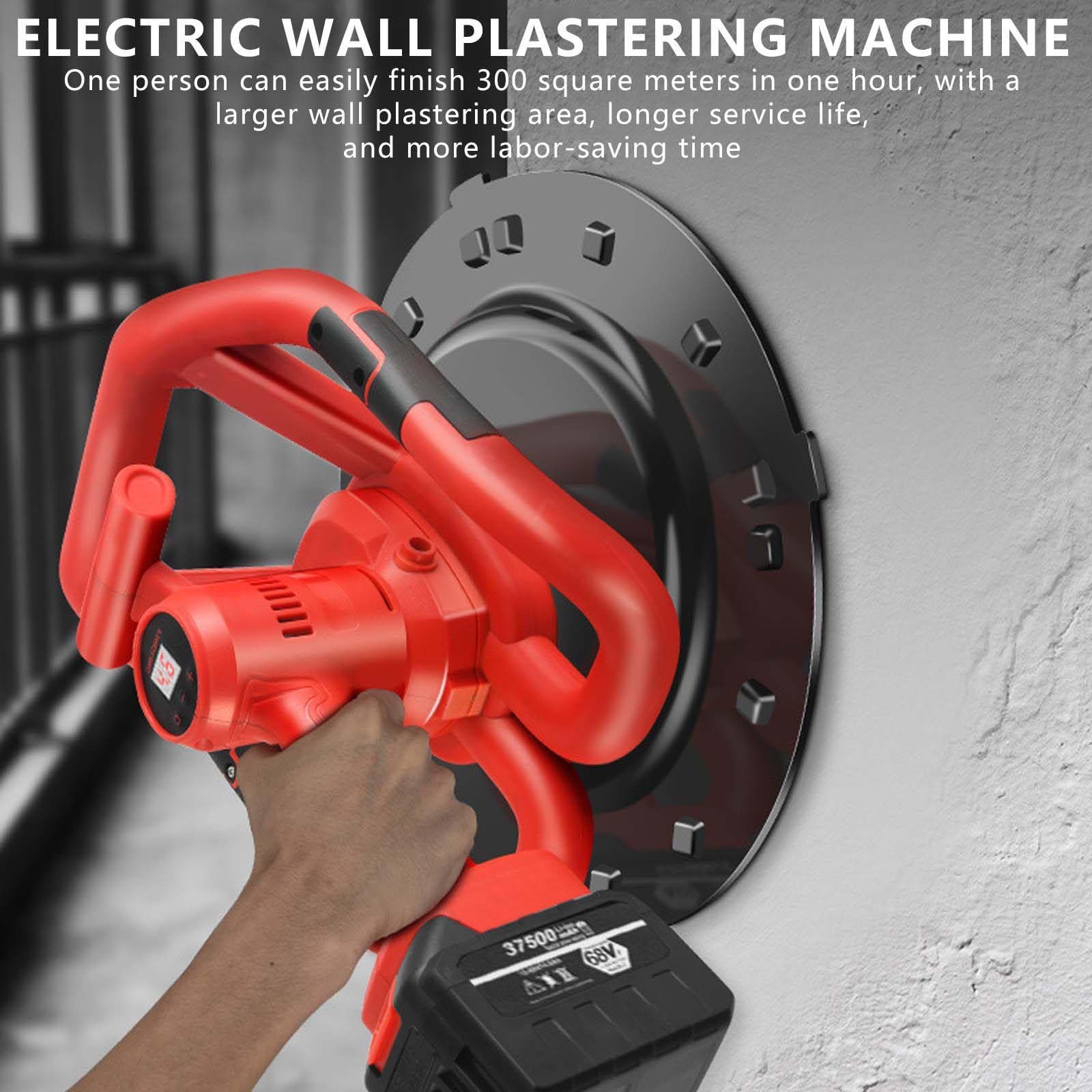 Frattazzatrice Elettrica per Cemento, Disco Abrasivo da 38 Cm, Apparecchio per La Lisciatura di Malta E Stucco Cementizio Senza Spazzole da 200 Giri/Min, 3229,17 Ft²/H,1Battery