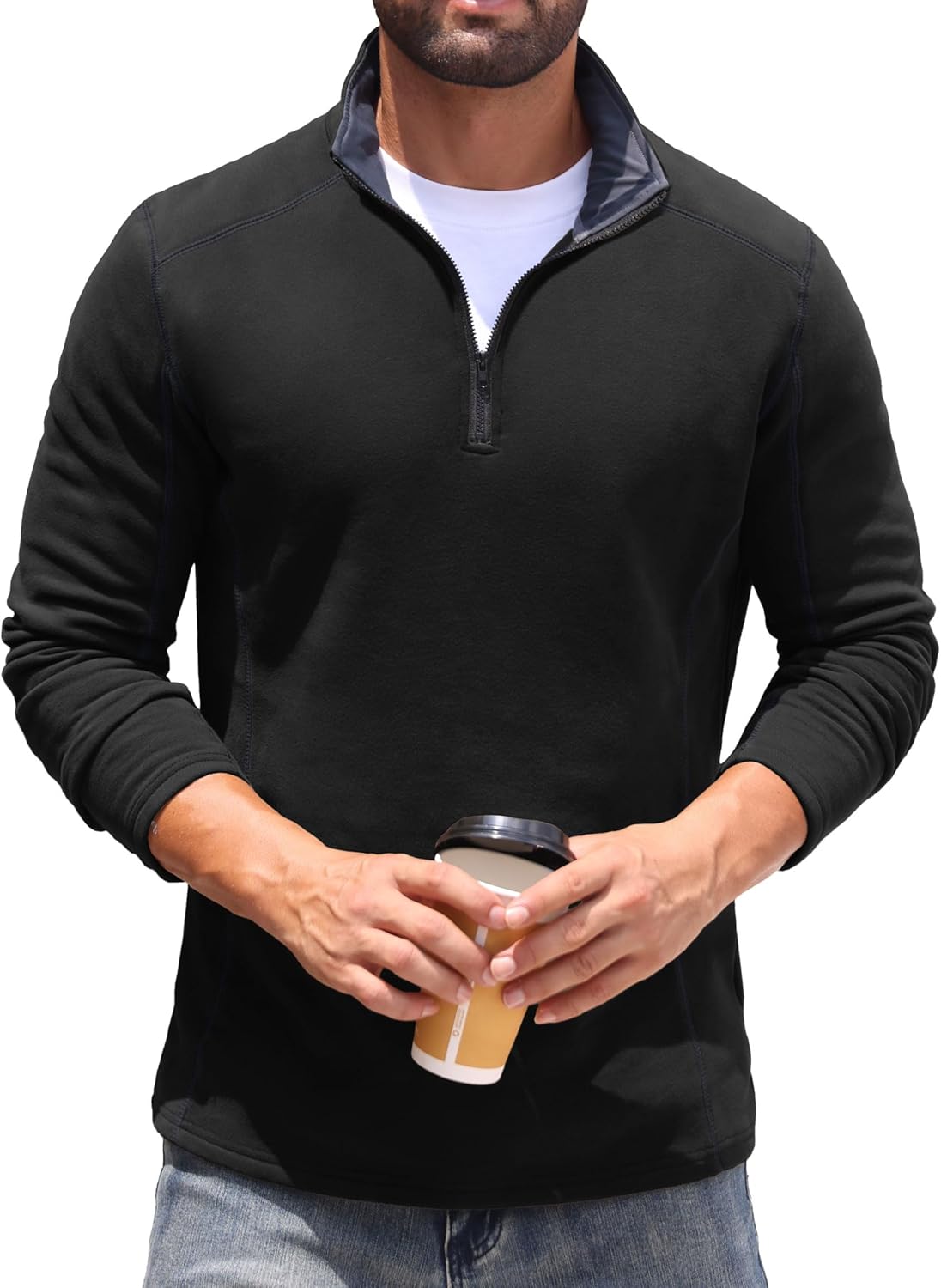 Sailwind Mens Quarter Zip Sweatshirt Fleece Long Sleeve Pullover Casual Mock Neck Polo Sweater - Image 5