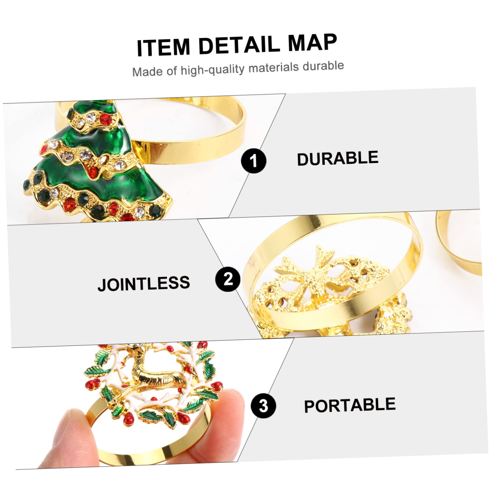 OUNONA 12stücke Elegante Weihnachts-Napkin-Ringe Einzigartige Dekoration Für Festlichkeiten Aus Hochwertigem Legierungsmaterial Passend Für Weihnachtsfeiern Und Tägliche Anlässe