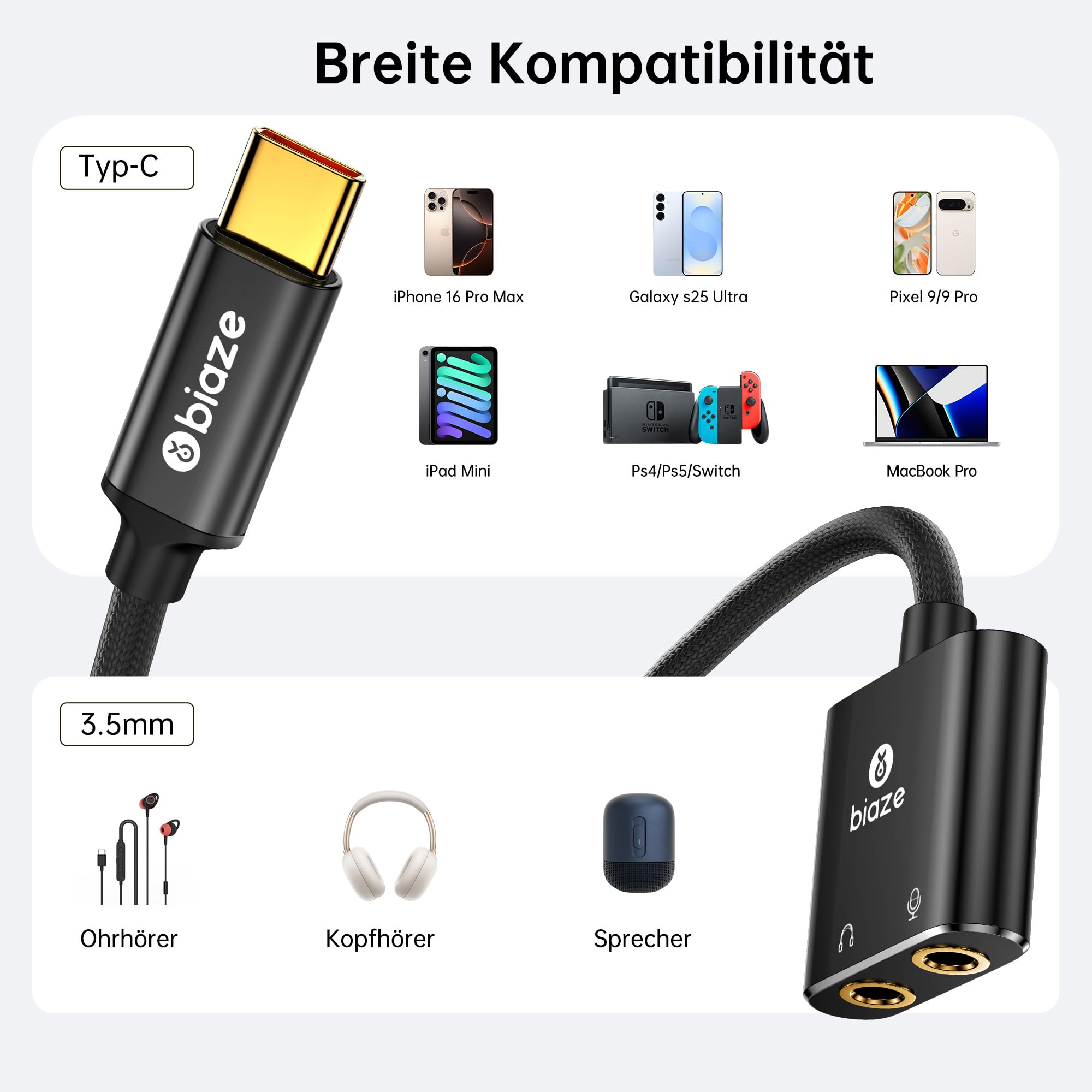 Y25 Type C scheda audio esterna USB-C adattatore audio stereo adattatore esterno scheda audio per computer, PS5, PS4, cuffie USB e microfono