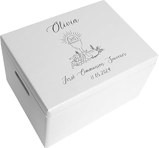 Wooden Storage Box, Solid Pine 40x30x24 White | Solid pine storage box with a lid for keepsakes, crafts, stationery and home storage; smooth painted wood