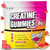 Creatine PreWorkout Gummies for Men Women 6g, Creatine Monohydrate Pre Post Workout Recovery Muscle Building Supplement Protein Chewables, Vegan Watermelon Creatina Gym Booty Growth Gains (120 Ct)