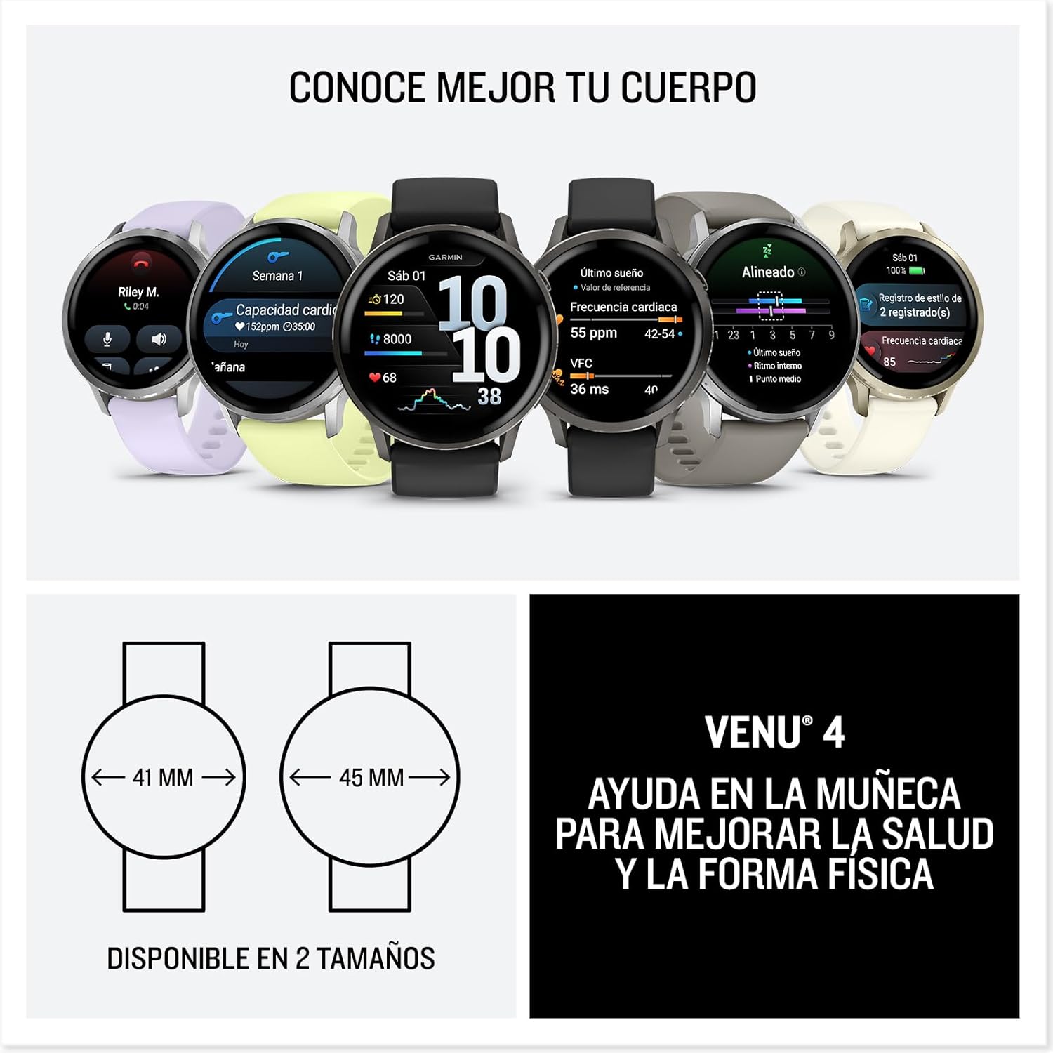 Garmin Venu 4, 45 mm, Smartwatch Premium con GPS, Pantalla táctil AMOLED, Diseño de Acero Inoxidable, Linterna LED, Funciones avanzadas de Salud y Forma física, 14 días de autonomía, Gris 8