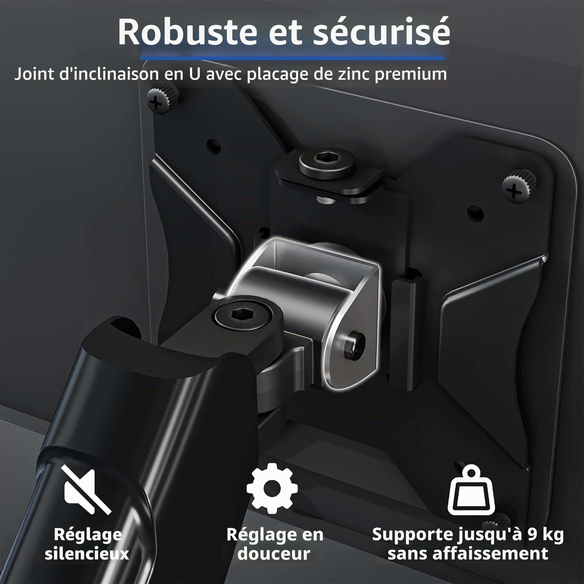 BONTEC Bras Articulé à Ressort à Gaz pour Moniteur 13-32 Pouces, Capacité 3-9kg, Rotation 360°, VESA 75/100mm