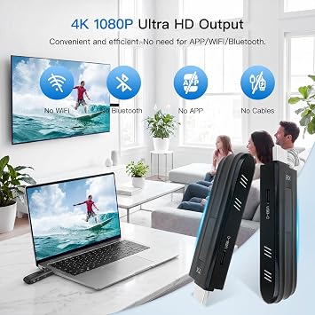 Enhanced Wireless HDMI Transmitter and Receiver - LED Display - 4K Decode & 1080P Output, Plug and Play Wireless HDMI Extender, Compatible with PC/Laptop/Camera/HDTV/Projector/TV Box - Black