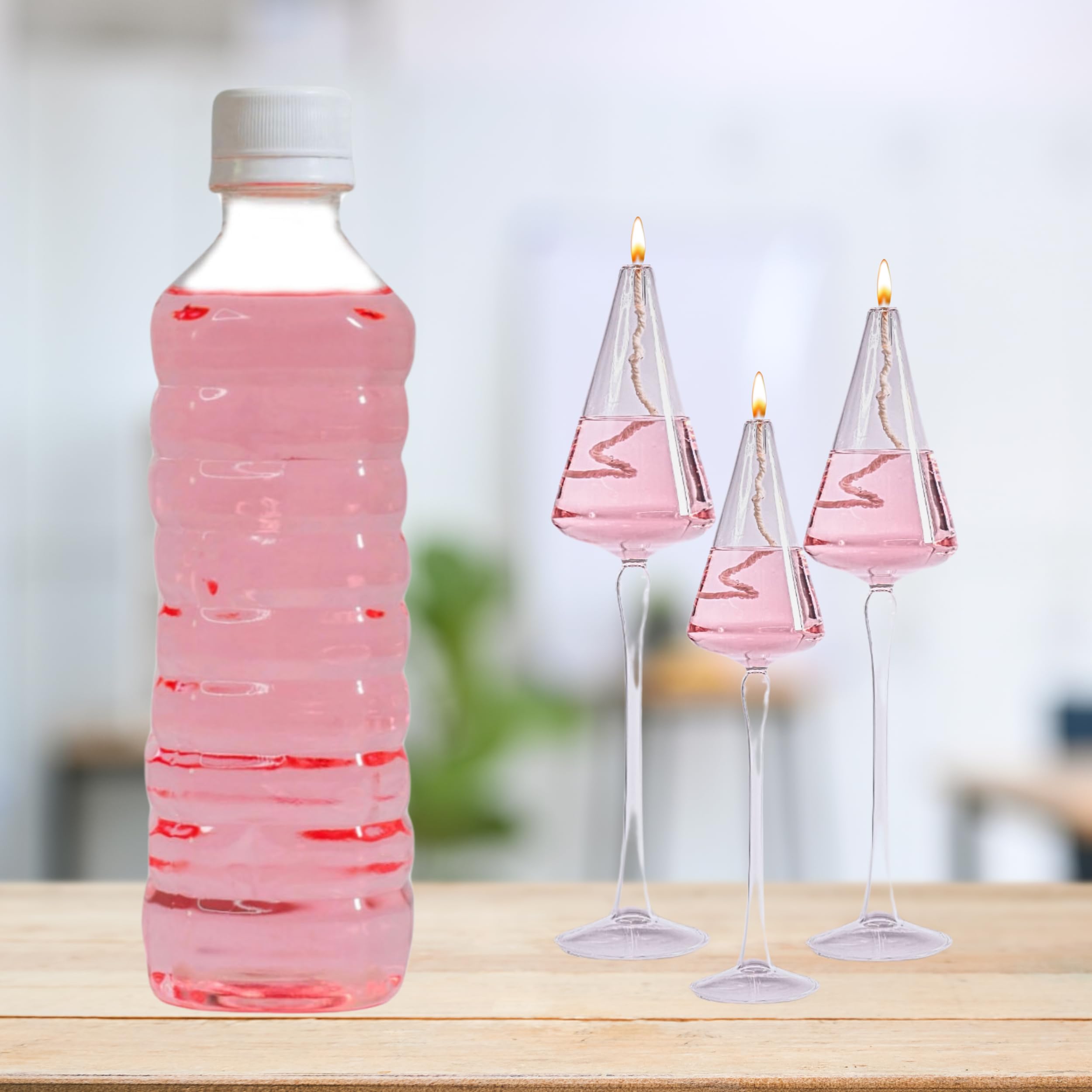 Aurabelle Premium Bio Lamp Oil, clean, safe & cozy lighting. Ideal for lamps, lanterns & torches. Clear-burning, smokeless, odorless. Fawless flame for indoor or outdoor use (500 ml, Roseate Blush)