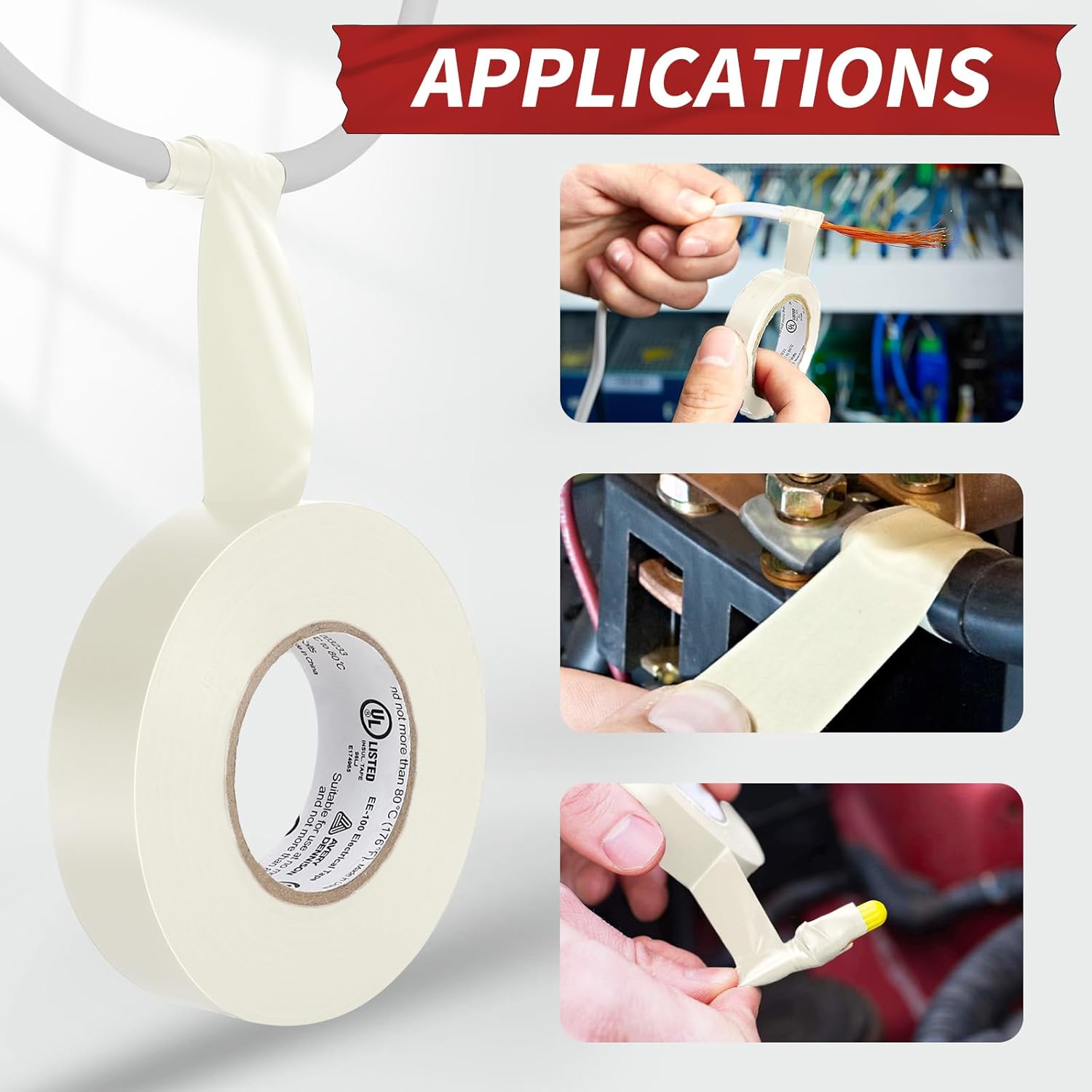 Avery Dennison Electrical Tape, General Use PVC Electric Tape, UL/CSA Listed Vinyl Tape for Electrical, Repairs and Automotive, 10 Rolls ¾ in x 66 ft Red(EE-100) + 10 Rolls ¾ in x 66 ft White(EE-100)