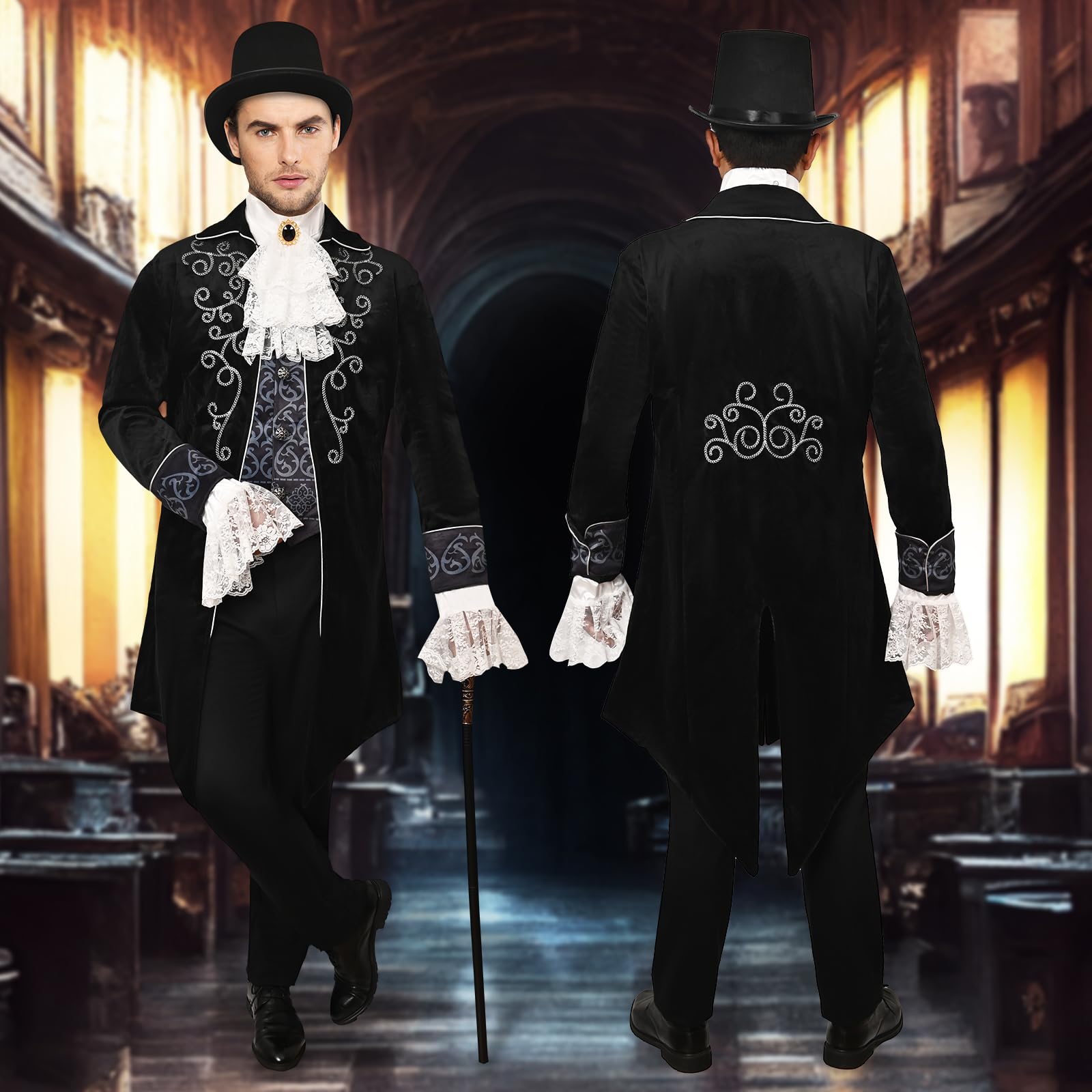 YQVGFBY Medieval Clothing Men Costumes Medieval Steampunk Jacket, Gothic Tailcoat - Image 2
