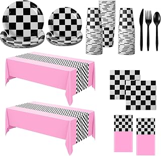 Oudain 162 Pcs Racing Car Birthday Party Decorations,Pink