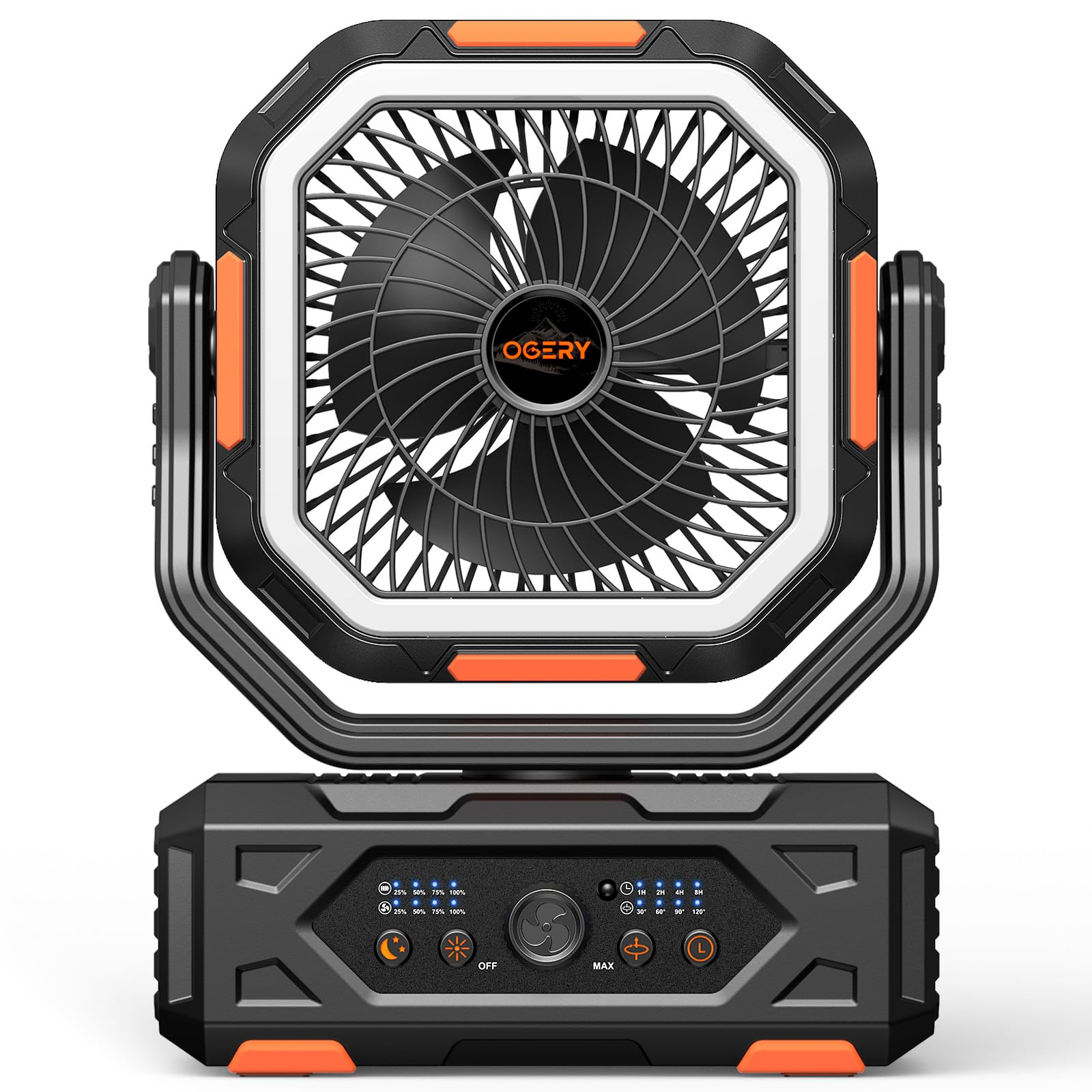 OGERY 2026 Upgraded Camping Fan, Stronger Airflow, Stepless Speed Control, 20W Fast Charging, for Tent, Travel, Car, Outdoor Camping Essentials