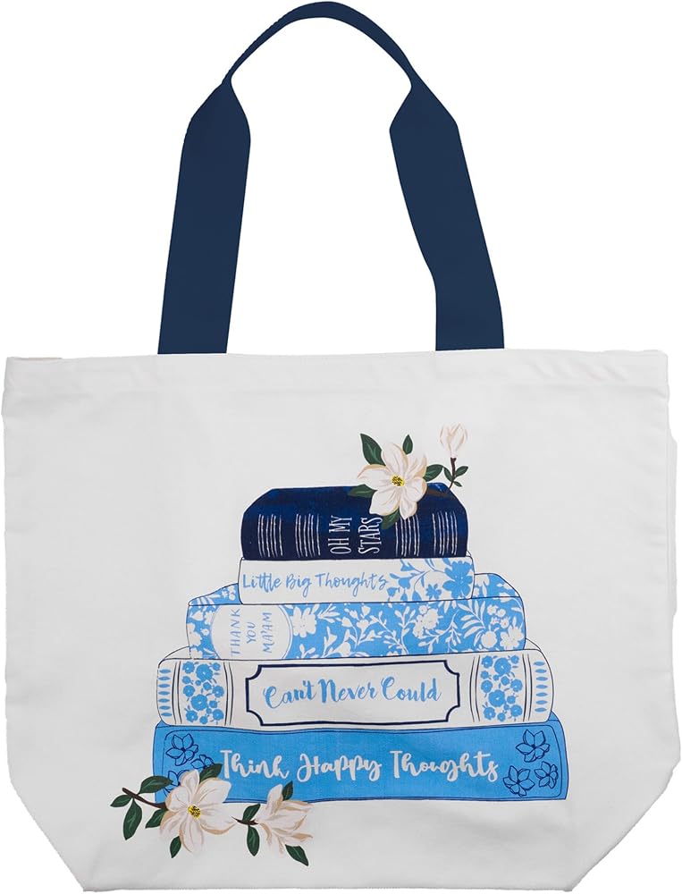 Amazon.com: Draper James Cute Canvas Tote Bag for Women, Stylish Canvas Beach Bag with Pocket, Perfect for Daily Use, Book Stack : Clothing, Shoes & Jewelry