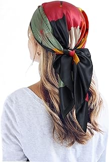 35'' Satin Large Square Head Scarf Silk Feeling Neck Scarves Hair Sleeping Wrap Lightweight Headscarf for Women
