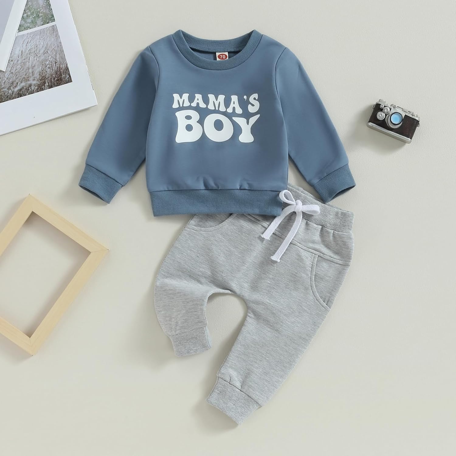 Miniatura 2 de Hnyenmcko Ropa de otoño e invierno para bebé, sudadera de manga larga con cuello redondo y pantalones deportivos para niños pequeños