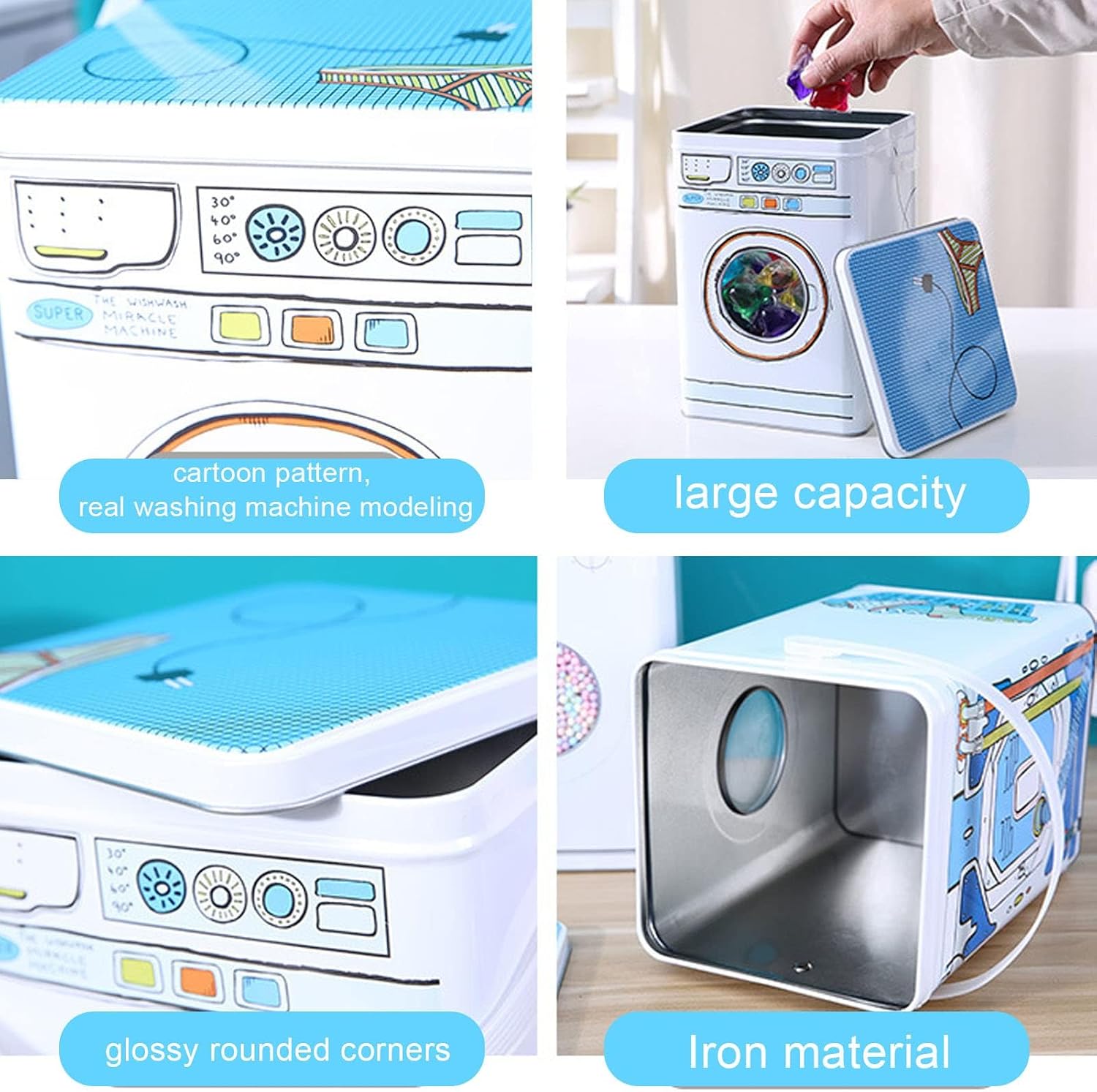 Large Capacity Washing Machine Modeling Powdered Laundry Detergent Container with Perspective Window, Multifunctional Storage Box for Snacks, Pills, and Household Items image 5