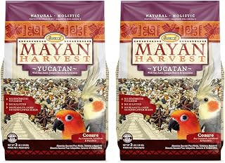 Gourmet Mayan Harvest Yucatan Cockatiel, Lovebird & Conure Bird Seed Food Mix, 3 lb (Pack of 2) – with Star Anise, Juniper Berries & Spearmint