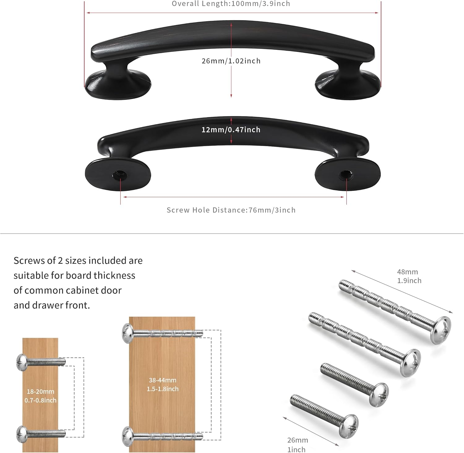 5 Pack 3 inch (76mm) Cabinet Pulls Oil Rubbed Bronze Drawer Pulls Kitchen Cabinet Hardware Drawer Handles Knobs.