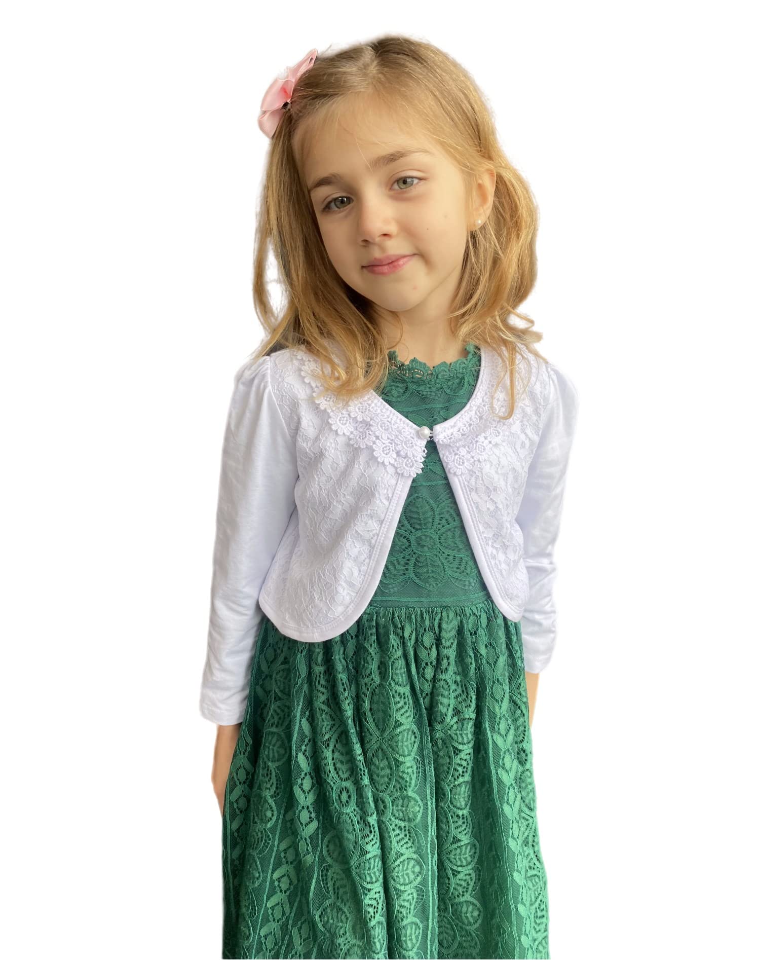 Yealoo Chaqueta Bolero Niña Encaje 3/4 Manga Larga Cuello Redondo para Fiesta Ceremonia 2-12 años