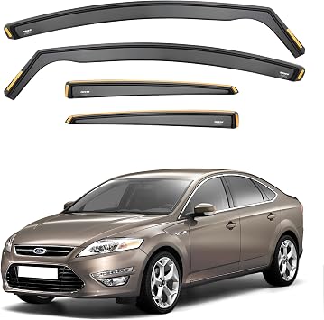 iSpeed Wind Deflectors For Ford Mondeo mk4 2007-2014 4/5-Door Hatchback/Saloon 4pc Set - Keep Your Car Ventilated in Rain - Reduce Wind Turbulence - Tinted In-Channel Type