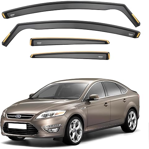iSpeed Wind Deflectors For Ford Mondeo mk4 2007-2014 4/5-Door Hatchback/Saloon 4pc Set - Keep Your Car Ventilated in Rain - Reduce Wind Turbulence - Tinted In-Channel Type