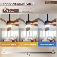 Sofucor 132 cm Mennyezeti Ventilátor Lámpával, Távirányítóval, 6 Fokozat, Időzítő, Hálószobához 2