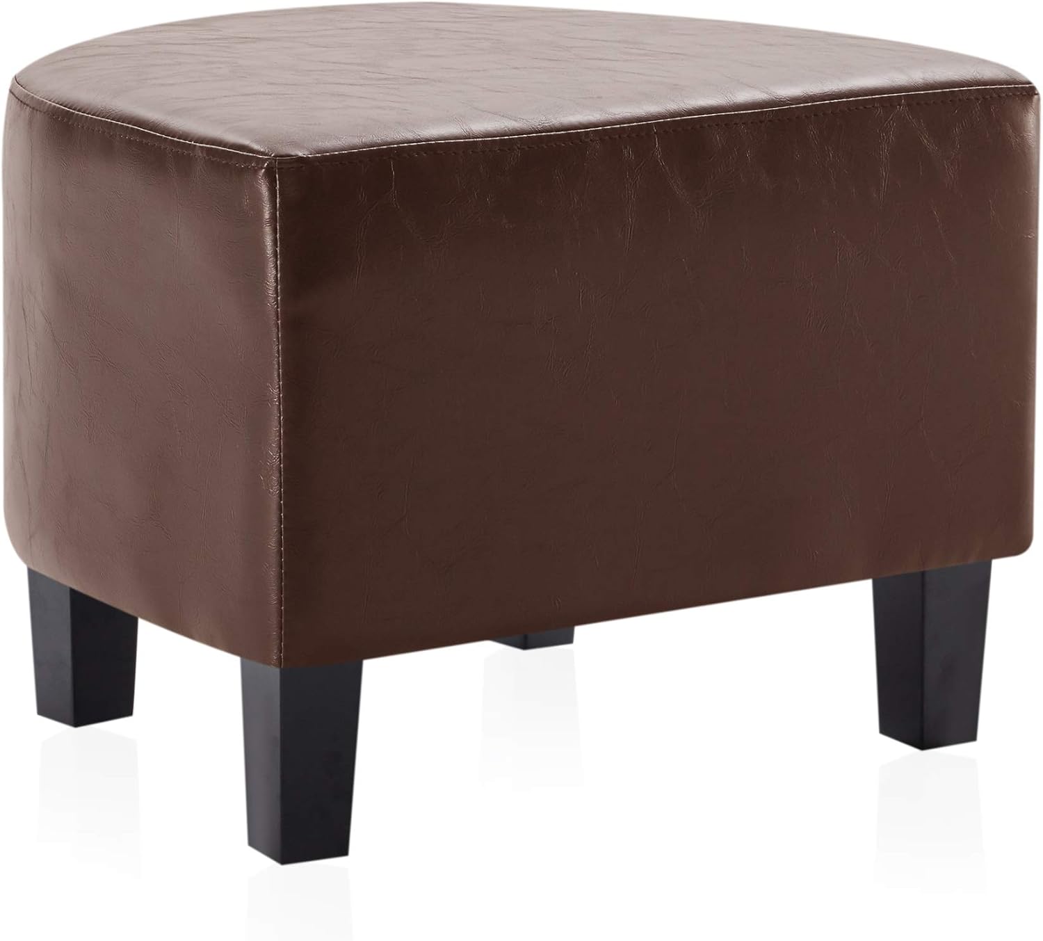 BELLEZE Modern Accent Club Chair with Ottoman and Stylish Round Arms, Upholstered Faux Leather, Curved Back, Comfortable Deep Barrel Design - Lydia (Brown) : Home & Kitchen