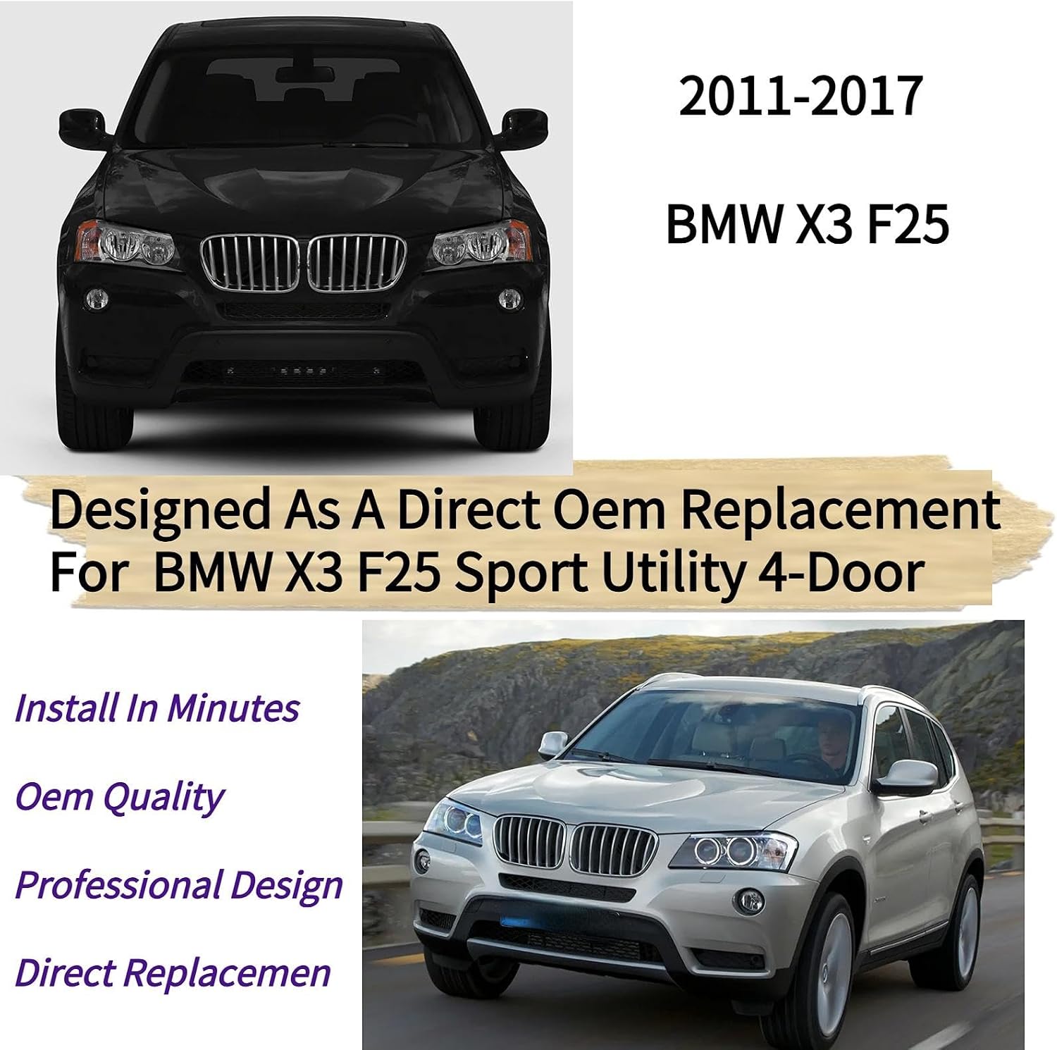 Rear Wiper Blade & Arm Replacement for BMW X3 F25 sDrive28i xDrive28d xDrive28i xDrive35i 2011-2017 2016 2015 2014 2013 2012 - All-Season Rear Back Windshield Wiper Blade Set