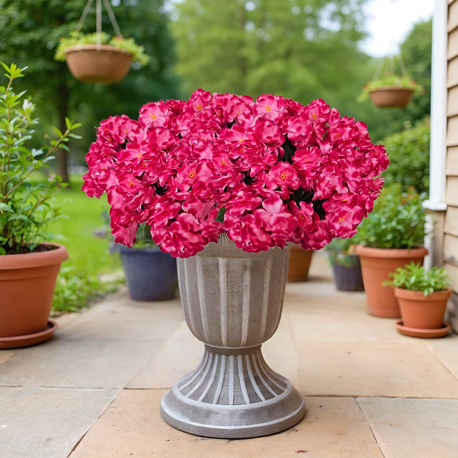 Artificial Flowers for Outdoor Spring Summer Decoration,6 Bundles Fake Silk Geraniums Flowers Faux Flowers Plants UV Resistant for Garden Home Planter Windows Yard Table Centerpiece - Image 5