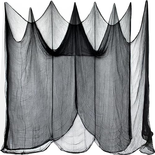 Halatool Tela espeluznante de Halloween de 85 x 400 pulgadas, gasa negra de gran tamaño, para colgar en casa embrujada, decoración de Halloween, disponible en Yaxa Peru