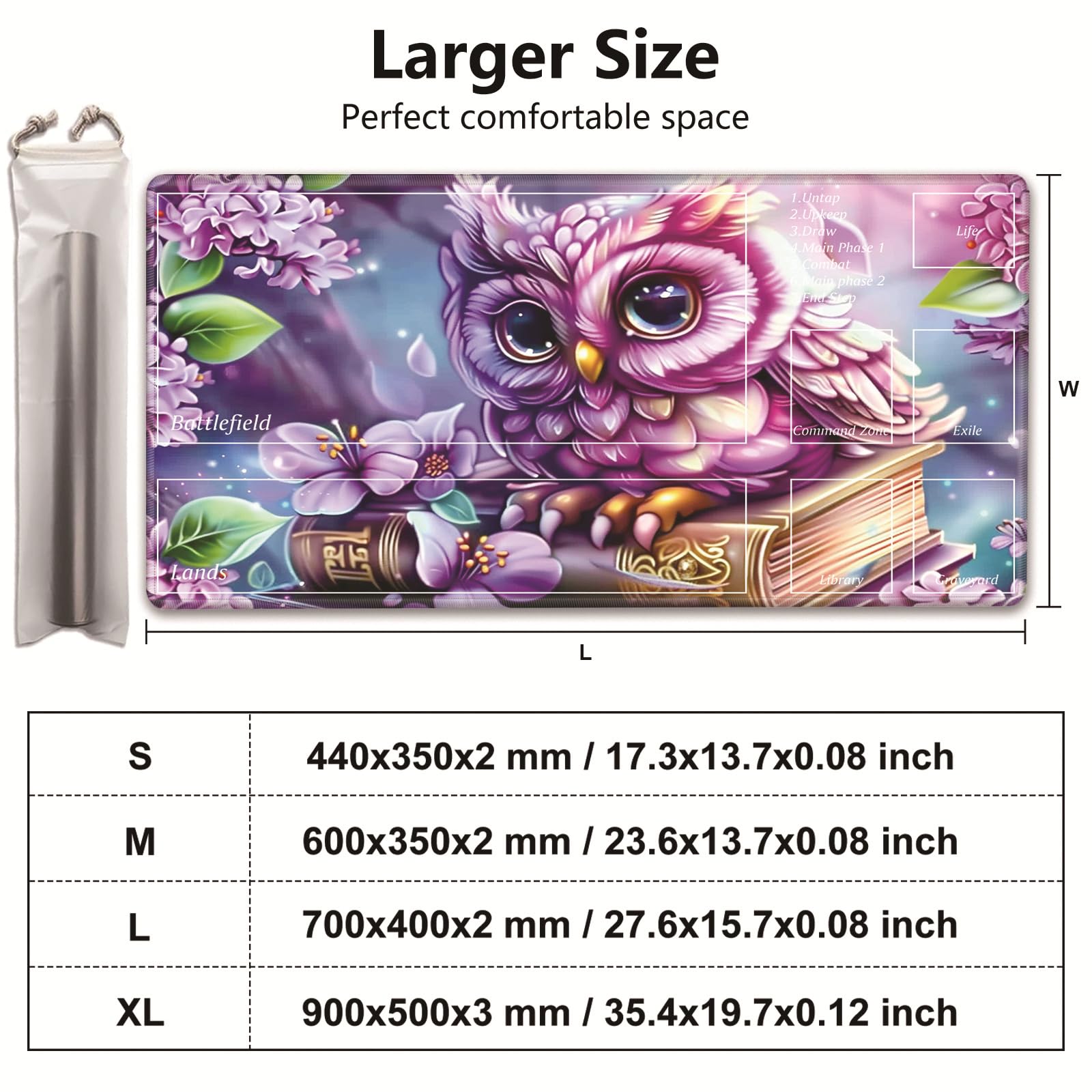 MTG/TCG Playmat With Storage Bag – 17.3x13.8 Inch Non-Slip Cloth Mat, Bamboo Swallows Art. Protects Cards & Desk.