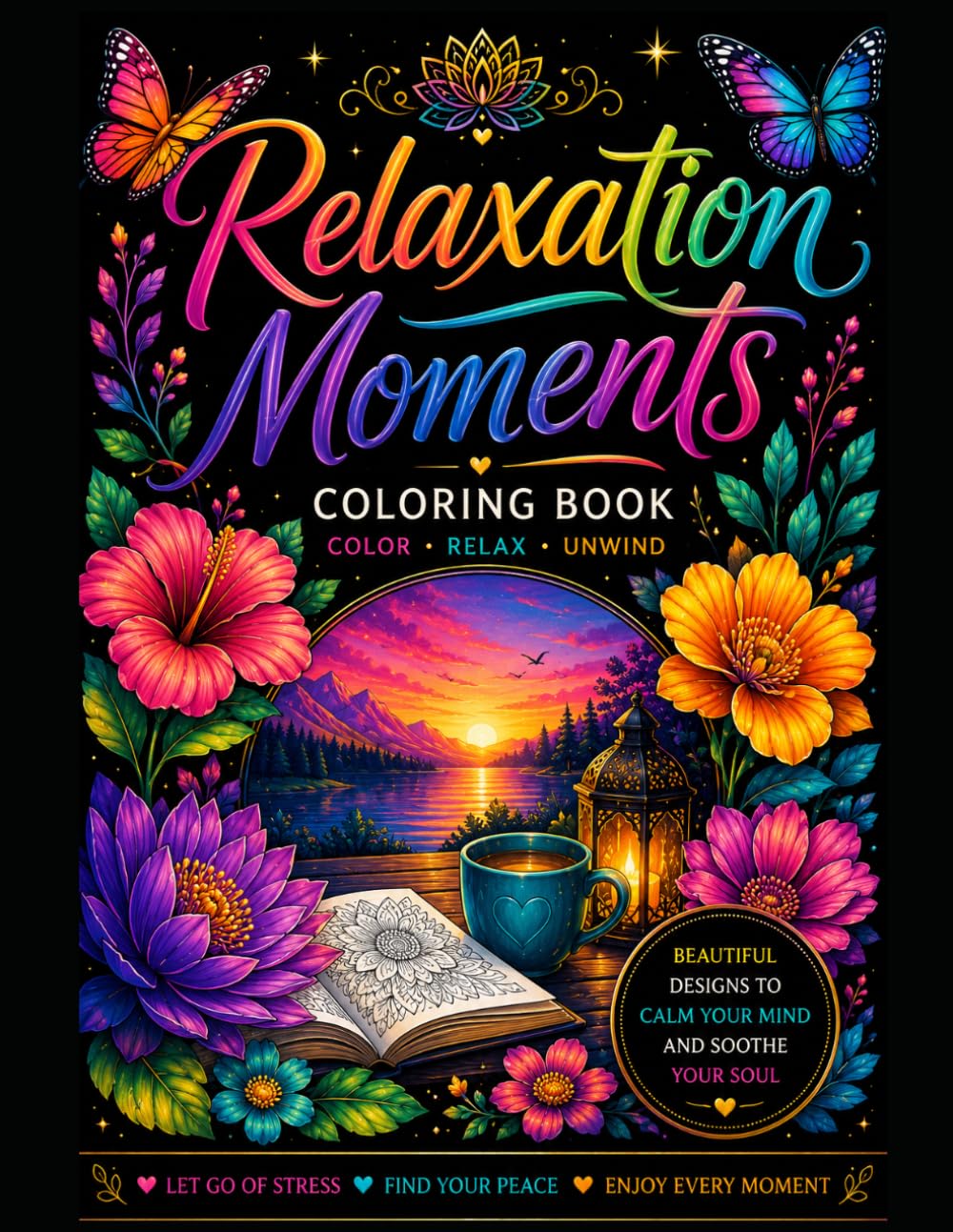 Relaxation Moments: 50+ Beautiful Designs to Color, Relax & Unwind