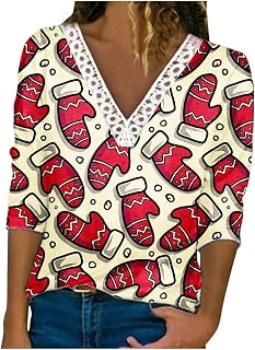 ADMAY Festival Gift Y21K Winter Womens Long Sleeves Tee Shirt Merry Christmas Printed Casual Tops Hoodie Jacket Womens Long Sleeve Tops Warm Hiking Shirt Women